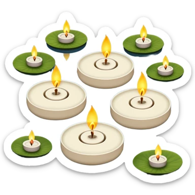 Small tea Candles floating in a pond zen Japanese garden  sticker