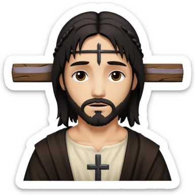 jesus-body-on-the-cross, with black edgy  Emo hair sticker