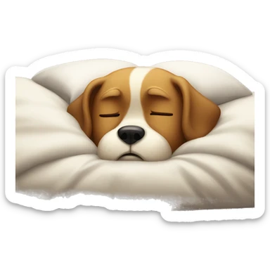 sad sleepy dog in bed  sticker