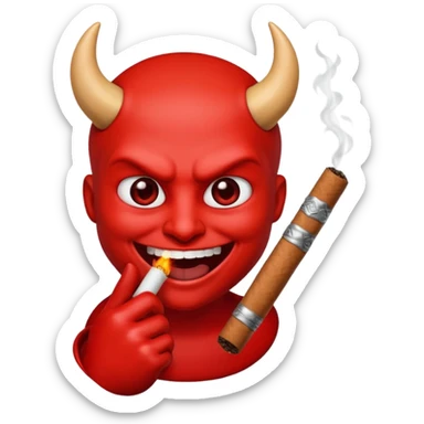 Emoji de diablo con sigarro en la boca sticker