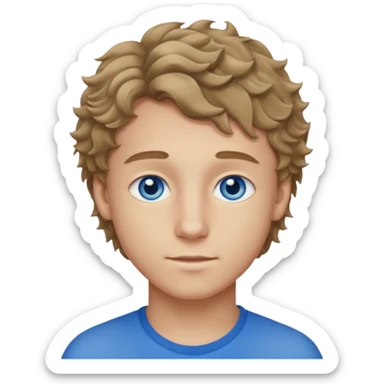 20 year old boy with slightly curly dark blonde hair and blue eyes  sticker