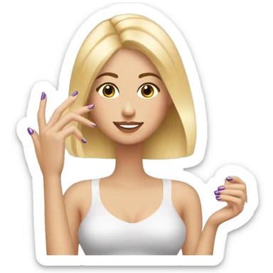 Blonde white girl getting her nails done  sticker