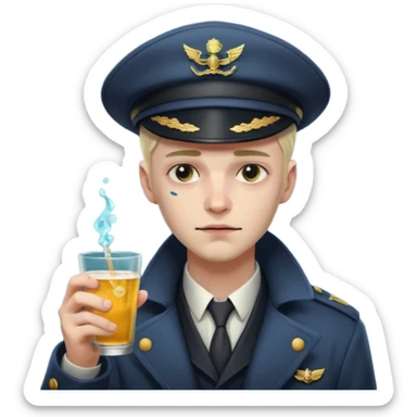 Cyberpunk sea captain with hat man, young, drunk expression sticker