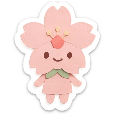 chibi sakura blossom, soft pastel colors, full-body, gentle smile, clean lines sticker