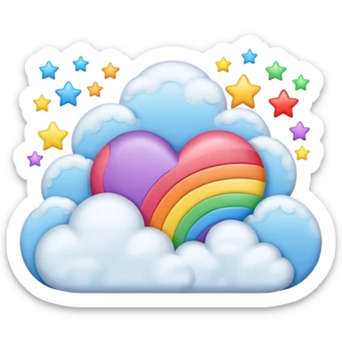Rainbow heart with clouds and stars and sleeping sticker