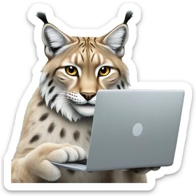 A lynx with a laptop sticker
