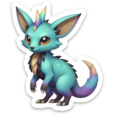 cool colorful dark pastel edgy fantasy animal hybrid Fakemon full body sticker