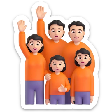 two parents waving sticker
