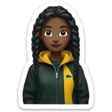 Lacoste bag black girl with long hair with black lacoste windbreaker sticker
