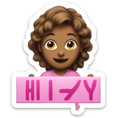 a pink sign that reads “hi izzy”  sticker