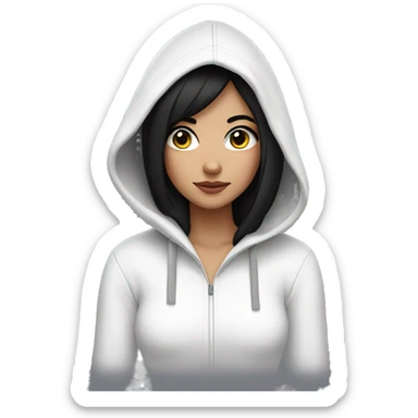 Girl in white hoodie with black hair and eyeliner  sticker