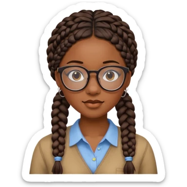 a pretty black girl with pretty braids and glasses  sticker