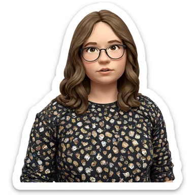 girl with brown hair indoors sticker