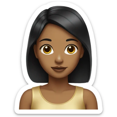 Black-hair girl with gold chihuahua sticker