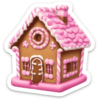 Pink gingerbread candy house sticker