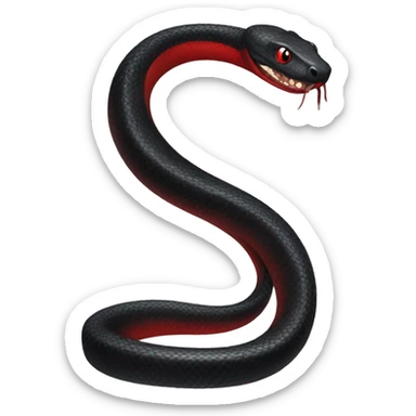 Long Black snake with red belly detailed sticker
