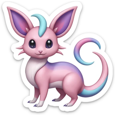 Pastel Colorful Glossy Smooth Soft Shiny Celestial Crescent Lunar Shiny Glossy Lumine Stellar Rattata-Cresselia-Milotic-Sylveon-Lunala-Noibat-Espeon-Purrloin-Fakemon-hybrid-creature (full body) sticker