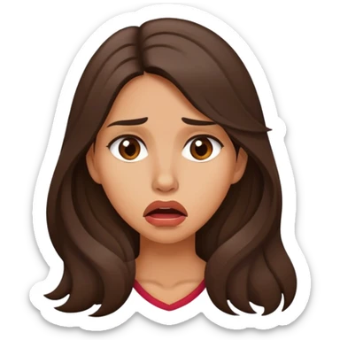 Worried brunette tan and long hair biting lip sticker