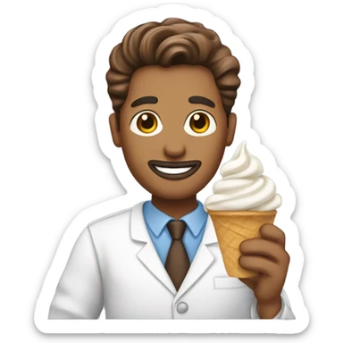 A man holding a bowl of brown soft serve sticker