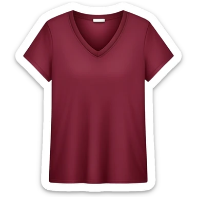 only a wine red V-neck t-shirt, cropped short length, flat lay, isolated garment, white background, no model, no person sticker
