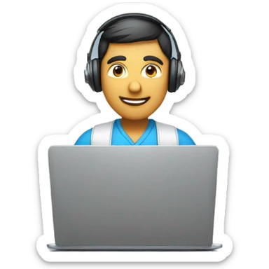 an indian online maths tutor teaching through the laptop wearing a headset sticker