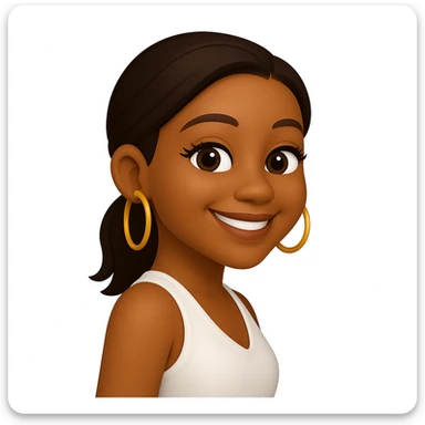 turn the second man in emoji style of the 1st image, match the facial features and match dressing style of the 2nd image, she is wearing white tank top lose, side pose sticker
