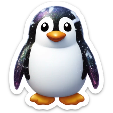 Lisa frank glitter penguin with snow flake sticker