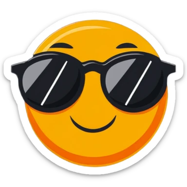 bright orange sun with cool black sunglasses and a cute happy face sticker