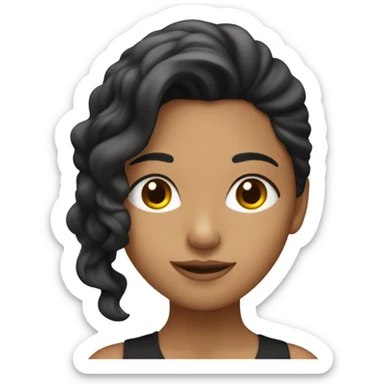 Una chica blanca con pelo largo y negro  sticker