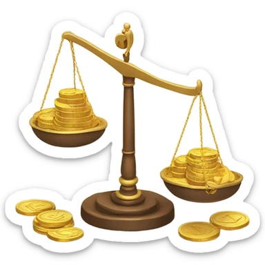 Scales with a heart on one side and coins on the other sticker