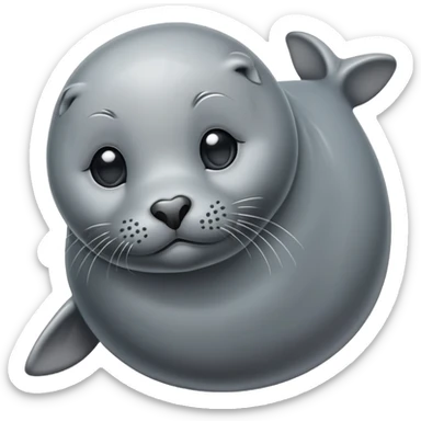 seal with a grey heart sticker