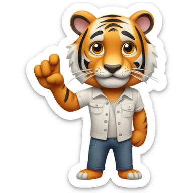 Bengal tiger crossing fingers sticker