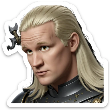 blonde boy in armor portrait sticker
