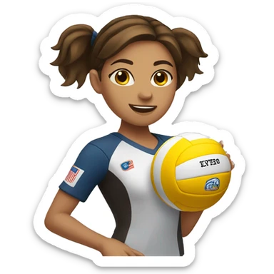 girl with brown hair playing volleyball sticker
