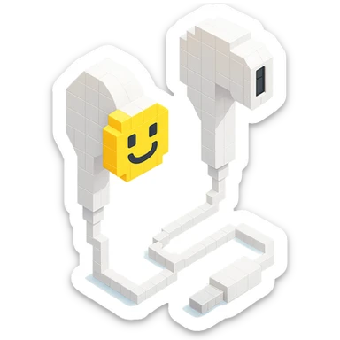 white EarPods headphones with a playful twist sticker