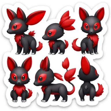 Cute cool black red animal hybrid Fakemon full body sticker