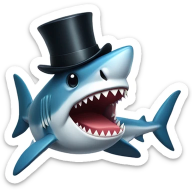 Shark with a top hat sticker