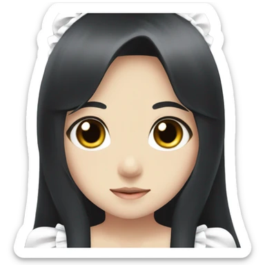 Anime maid with brown eyes, long black hair sticker