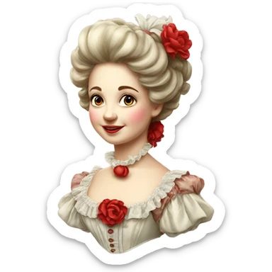 Vintage rococo girl with red hai sticker