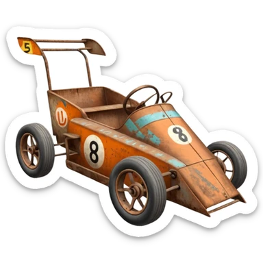 Antique looking shopping cart race car with custom aero body and rear wing  sticker