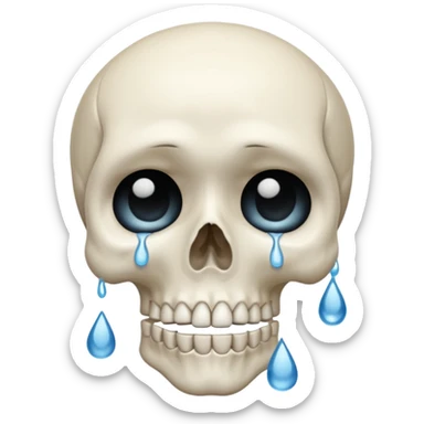 skull emoji with tears, crying expression sticker