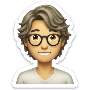 korean guy with curtains hair and glasses sticker