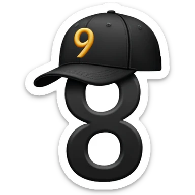 black cap with number “9” on it sticker