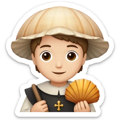 concha del Camino de Santiago con una peregrina sticker