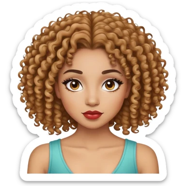 Mixed girl with curly 4c hair makeup in sticker