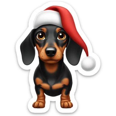 Dachshund in a Christmas hat sticker