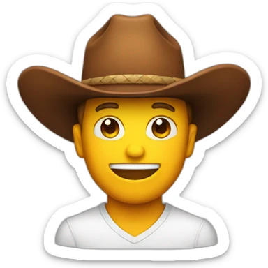 emoji cowboy, flaming hat sticker