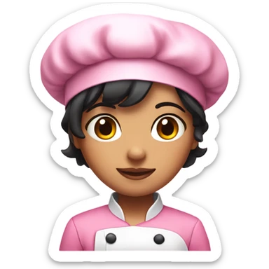 Girl chef with short black hair and pink outfit  sticker