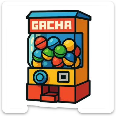 roblox gacha stylized toy vending machine filled with capsules appealing to kids sticker