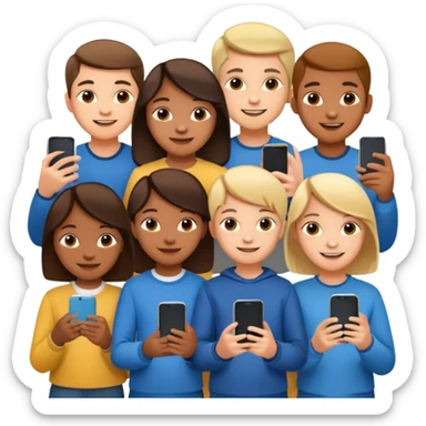 grupo de niños de 12 años con mobiles sticker